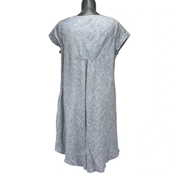 EVA TRALALA Paris 100% Linen A-Line Pockets Blue Panda Dress Sz 5 L/XL - Picture 5 of 7